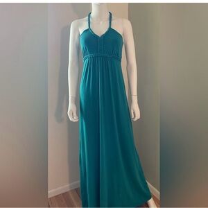 Soybu Teal Maxi Halter Dress
